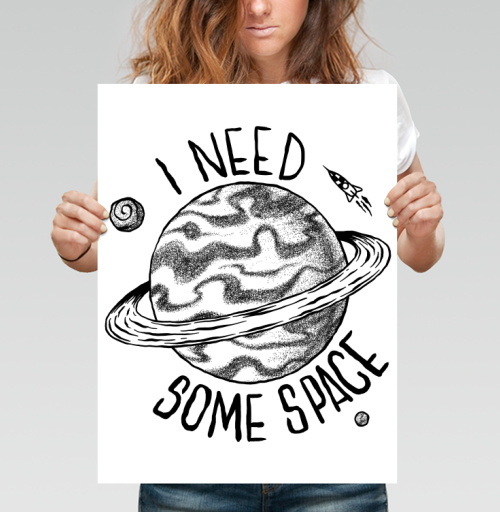 Фотография футболки Космическая сцена с игрой слов I NEED SOME SPACE