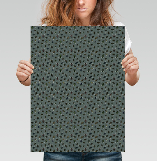 Фотография футболки Реалистичный паттерн насекомых Realistic insect pattern Узор мухи жуки