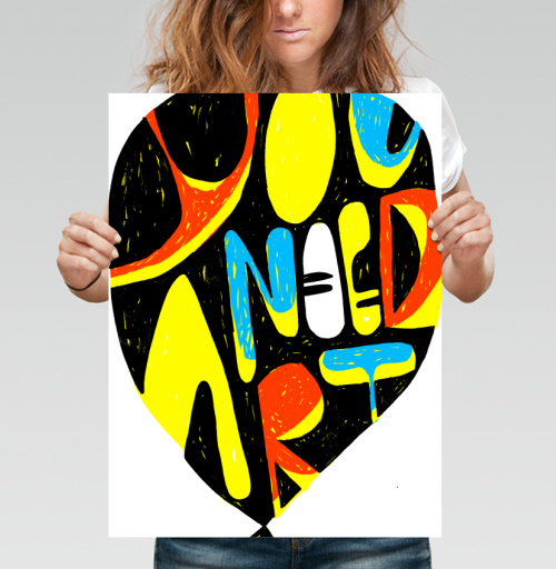 Фотография футболки Яркое граффити с посланием «You Need Art»