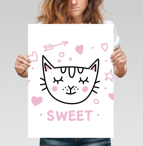 Фотография футболки Кот с розовыми щечками милый и нежный SWEET