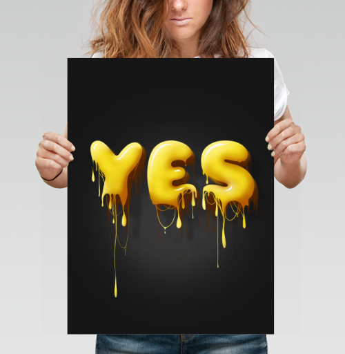 Фотография футболки Объемные желтые капающие буквы да Yes