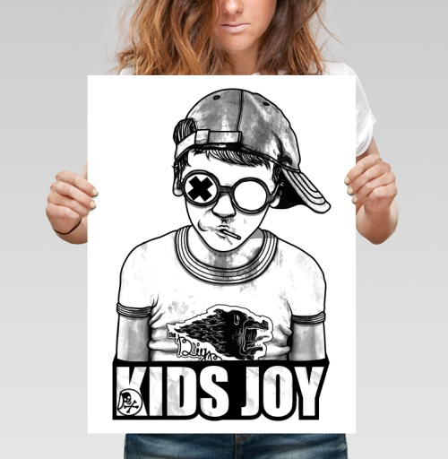 Фотография футболки Стильный Монохромный Подросток В Очках KIDS JOY