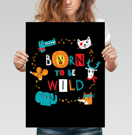 Фотография футболки Born to be Wild / Рожденный быть диким веселые мультяшные животные