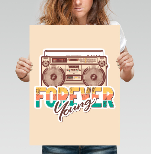 Фотография футболки Ретро бумбокс FOREVER Young винтажный принт