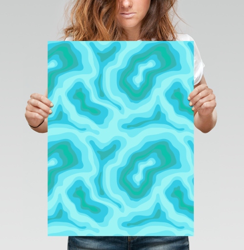 Фотография футболки Абстрактное голубое смешение с эффектом глубины