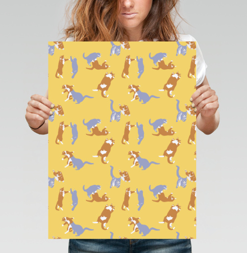 Фотография футболки Playful Pets Cats Pattern – Паттерн игры веселых котиков дизайн
