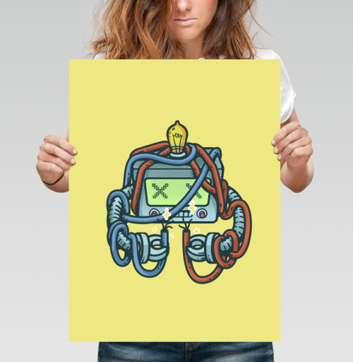 Фотография футболки Робот короткое замыкание искры лампочка