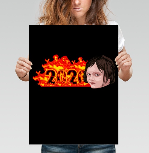 Фотография футболки Год 2020 в огне с девочкой мем девочка и пожар 2020 год