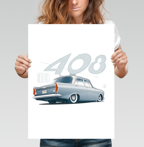 Фотография футболки Классический автомобиль Москва 408 с низкой посадкой МЗМА стилистика
