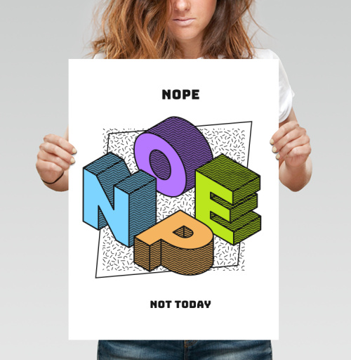 Фотография футболки Яркая 3D-композиция NOPE с дерзким отказом