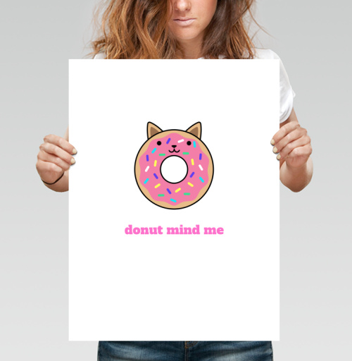 Фотография футболки Милый пончик-кошка с надписью Donut Mind Me
