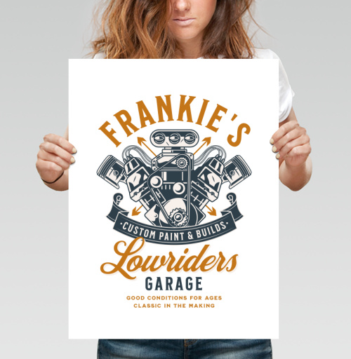 Фотография футболки Эмблема Frankie’s: Классика тюнинга и силы мотора