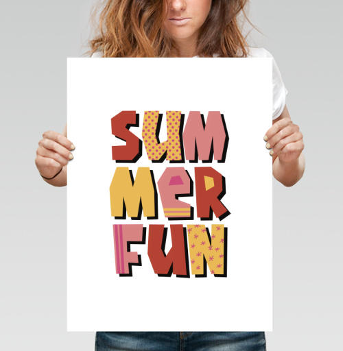 Фотография футболки Летние забавы теплые цвета летний текст summer fun