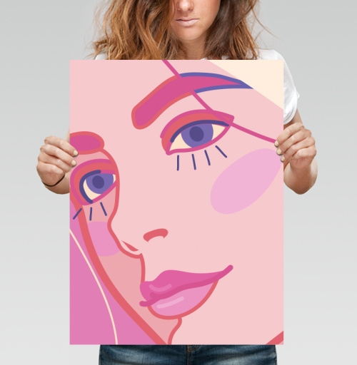 Фотография футболки Портрет Женщины с Ярким Макияжем Современном стиле