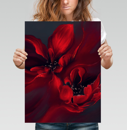 Фотография футболки Абстрактные красные цветы