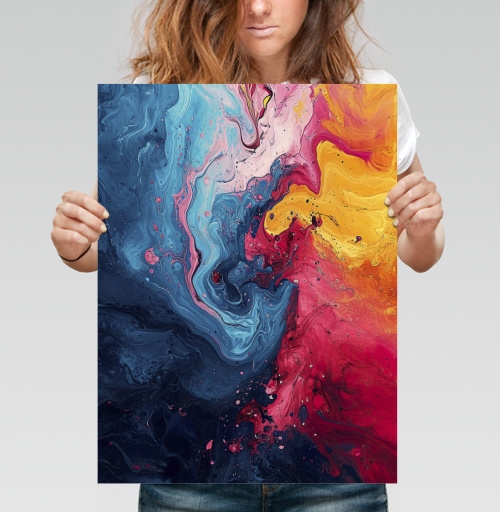Фотография футболки Энергия Цвета: Абстрактный Взрыв Краски Fluid Art
