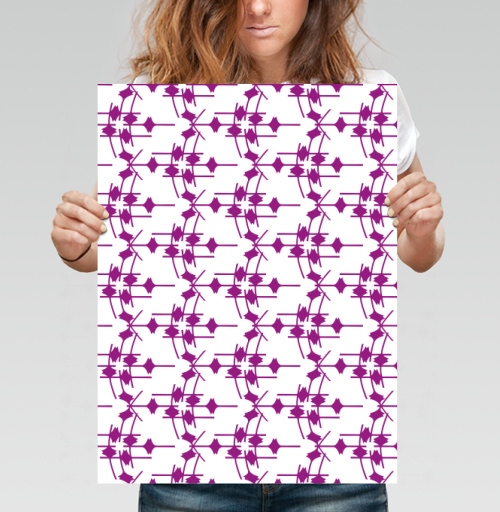 Фотография футболки Геометрический узор фуксия на сером Abstract Fuchsia Grey Pattern