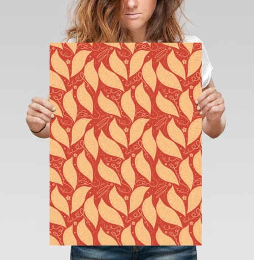 Фотография футболки Organic Autumn Leaves Pattern / Узор Осенние Листья стильный домашний текстиль