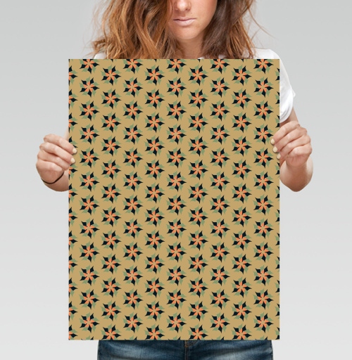 Фотография футболки Geometric Flower Pattern – Геометрический цветочный паттерн акцент для дома