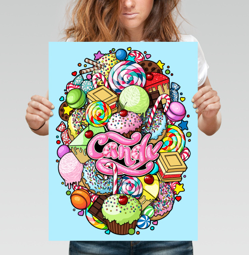Фотография футболки Яркое яйцо из сладостей Candy в стиле поп-арт