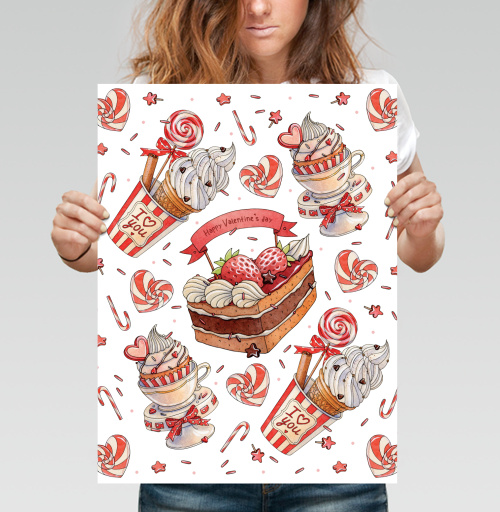 Фотография футболки Happy Valentines Day pattern / Паттерн ко Дню святого Валентина