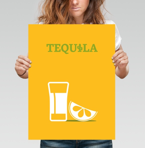 Фотография футболки Яркий минималистичный плакат TEQUILA с мексиканским стилем