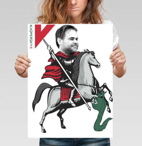 Фотография футболки Героическая иллюстрация борьбы с вирусами Kaspersky