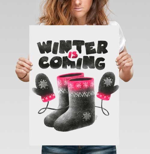 Фотография футболки Зимняя уютная пара: валенки и варежки «Winter Is Coming»