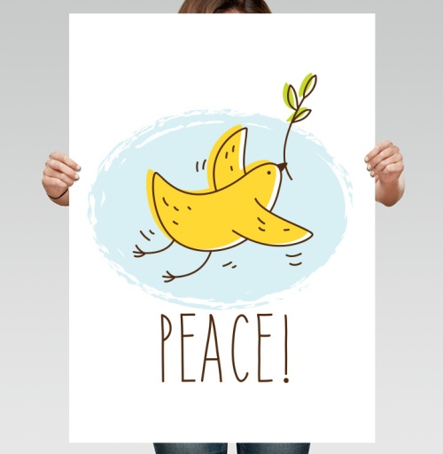 Фотография футболки Банан-птица 'PEACE!' — символ мира и юмора