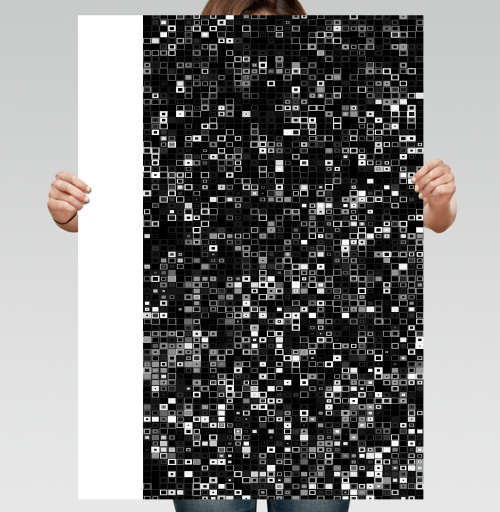 Фотография футболки Киберпанк glitch art пиксельная матрица QR мозаика