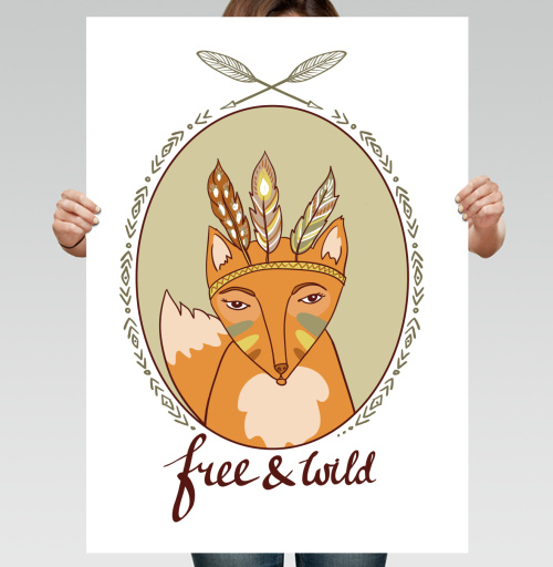 Фотография футболки Лиса «Free & Wild» с боевой раскраской