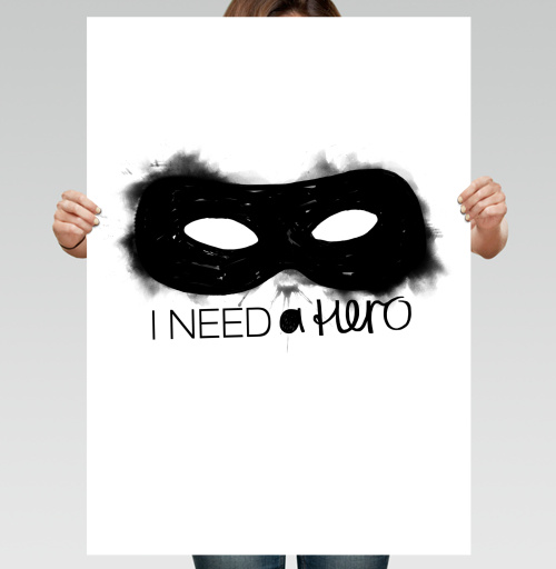 Фотография футболки Маска героя с надписью I NEED a hero
