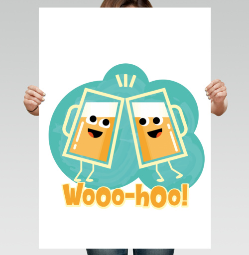Фотография футболки Весёлый тост с пивными бокалами Wooo-hoo!