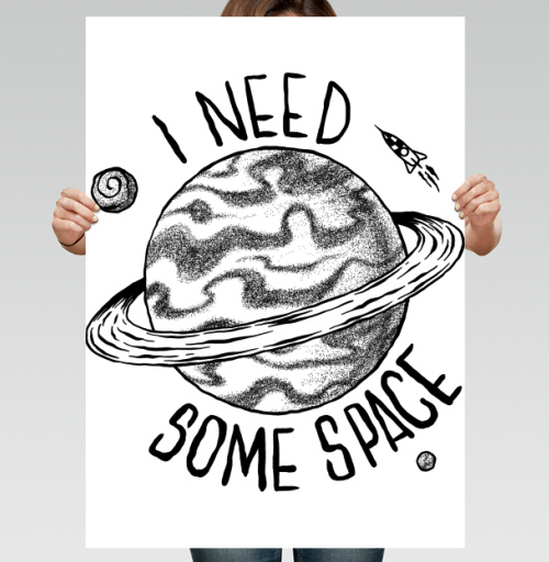 Фотография футболки Космическая сцена с игрой слов I NEED SOME SPACE