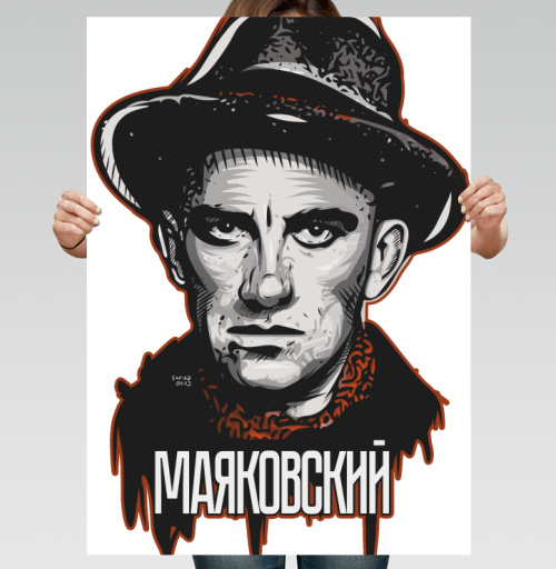 Фотография футболки Мощный портрет Маяковского в графическом стиле