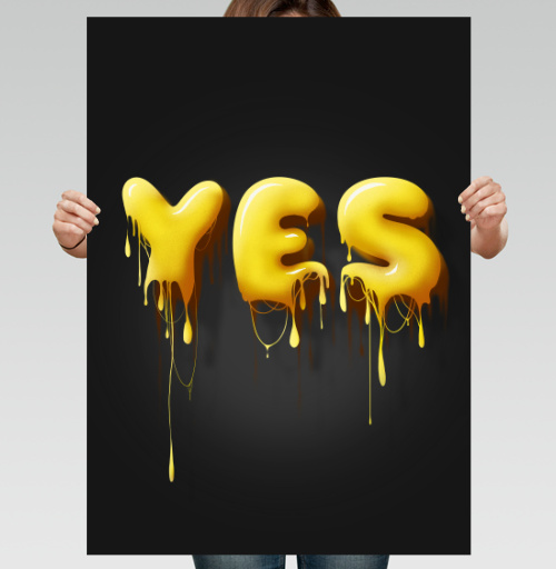 Фотография футболки Объемные желтые капающие буквы да Yes