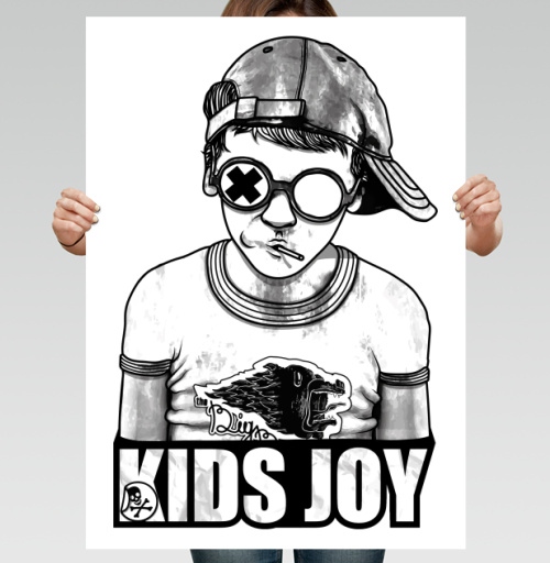 Фотография футболки Стильный Монохромный Подросток В Очках KIDS JOY
