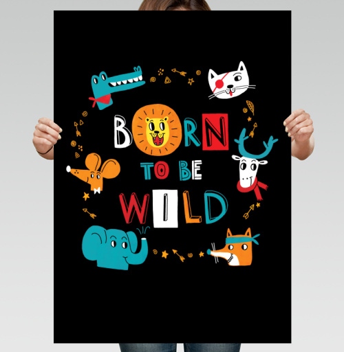 Фотография футболки Born to be Wild / Рожденный быть диким веселые мультяшные животные