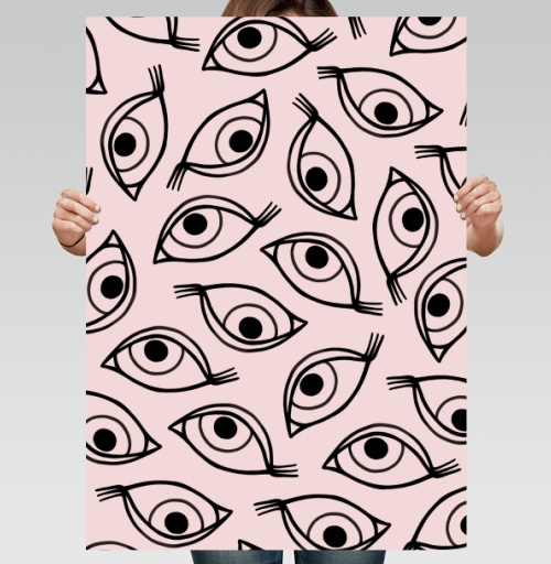 Фотография футболки Черные глаза на розовом фоне как птицы