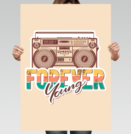 Фотография футболки Ретро бумбокс FOREVER Young винтажный принт