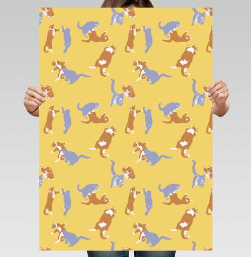 Фотография футболки Playful Pets Cats Pattern – Паттерн игры веселых котиков дизайн