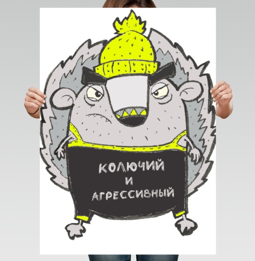 Фотография футболки Милый колючий ёжик в яркой шапке-бини