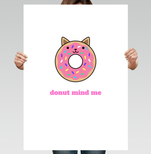 Фотография футболки Милый пончик-кошка с надписью Donut Mind Me