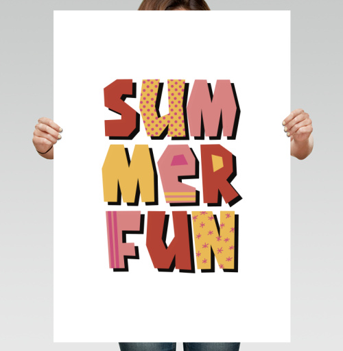 Фотография футболки Летние забавы теплые цвета летний текст summer fun