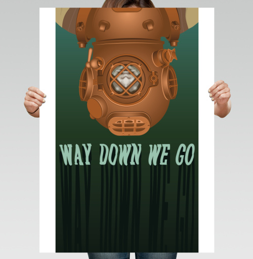 Фотография футболки Погружение вглубь моря с подводным шлемом Way down we go