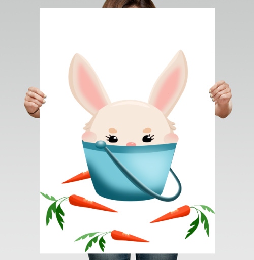 Фотография футболки Милый кролик в ведерке — kawaii иллюстрация
