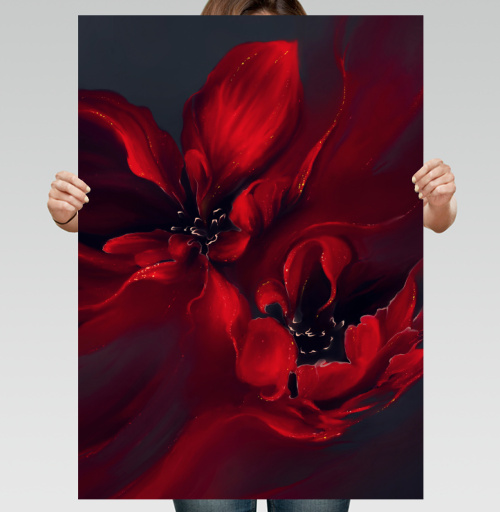 Фотография футболки Абстрактные красные цветы