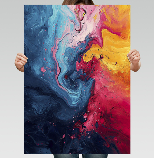 Фотография футболки Энергия Цвета: Абстрактный Взрыв Краски Fluid Art