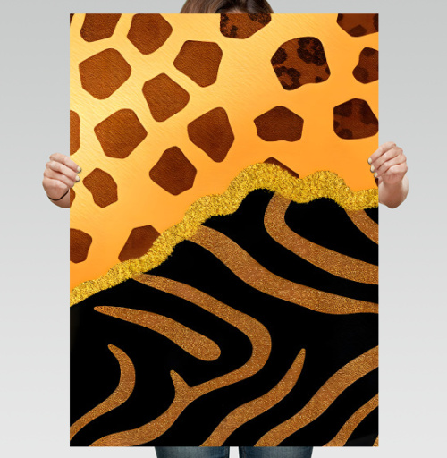 Фотография футболки Golden animal print / Золотой анималистичный паттерн зебры и жирафа