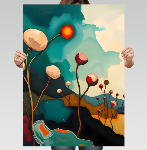 Фотография футболки Surreal Flower Garden Абстрактные цветы тянутся к сияющему теплому солнцу
